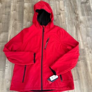 NEW Reebok Coat Women XL Outerwear‎ Red Performance Fleece Lined Zip Pockets